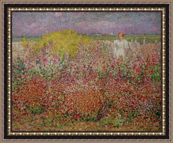 John Peter Russell Mrs Russell Amongst the Flowers at Belle Isle Framed Painting