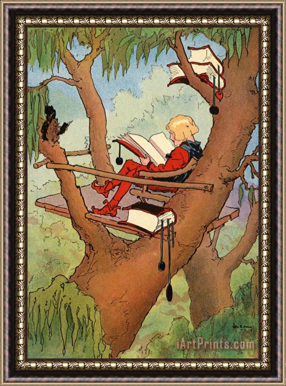 John R. Neill Land of Oz: Prince Inga in His 'tree Top' Rest Framed Painting