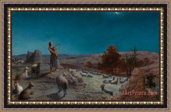 John Rogers Herbert David, The Future King of Israel, While a Shepherd at Bethlehem Framed Painting