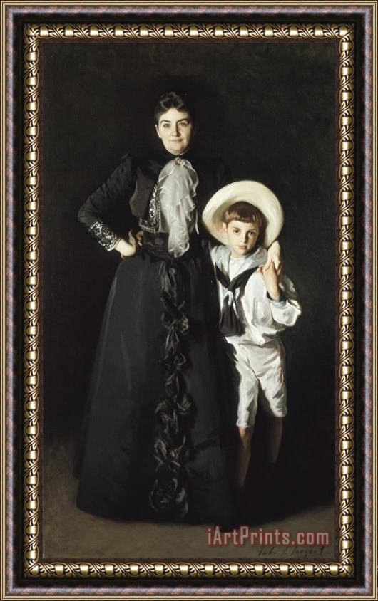 John Singer Sargent Portrait of Mrs. Edward L. Davis And Her Son, Livingston Davis Framed Painting