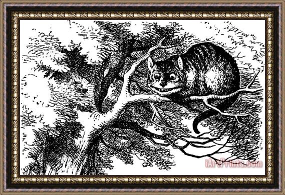 John Tenniel Cheshire Cat Smiling Framed Painting