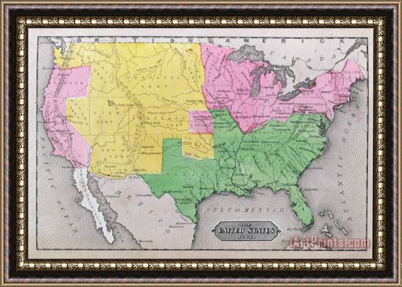 John Warner Barber and Henry Hare Map of the United States Framed Print