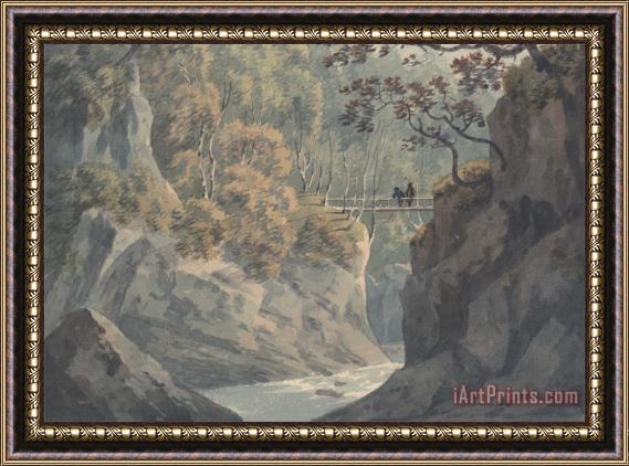John Warwick Smith Alpine Bridge And Woodland Scenery Near Pistil Y Maw Framed Print