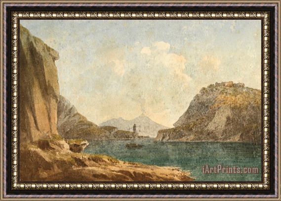 John Warwick Smith View of Vesuvius Framed Painting