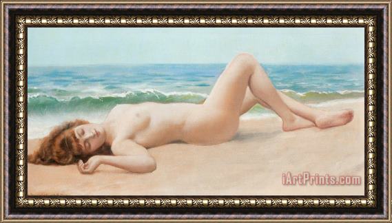 John William Godward Nude on The Beach Framed Print