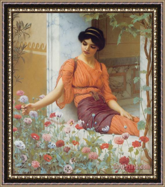 John William Godward Summer Flowers Framed Painting