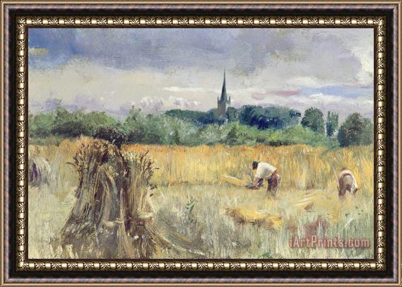John William Inchbold Harvest Field at Stratford upon Avon Framed Painting