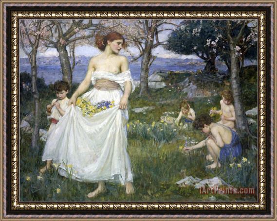 John William Waterhouse Song of Springtime C 1913 Framed Painting