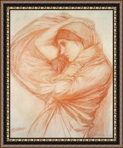 Study for Les Foins Framed Prints - Study for Boreas by John William Waterhouse