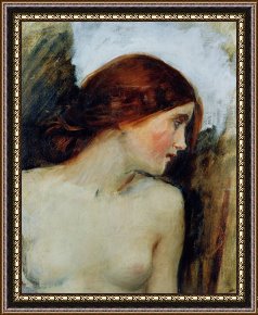 Study for Les Foins Framed Prints - Study for the Head of Echo by John William Waterhouse