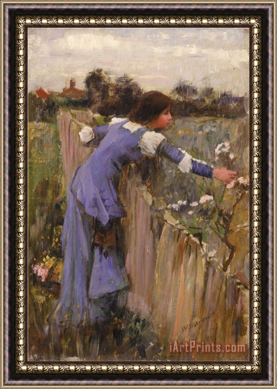 John William Waterhouse The Flower Picker Oil on Canvas Framed Painting