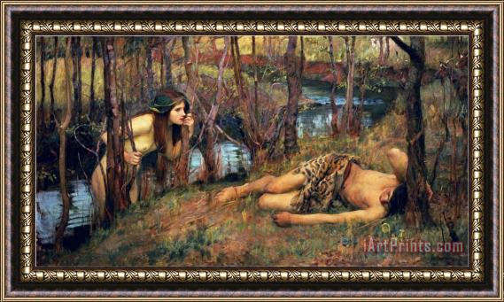 John William Waterhouse The Naiad 1893 Hylas with a Nymph Framed Painting