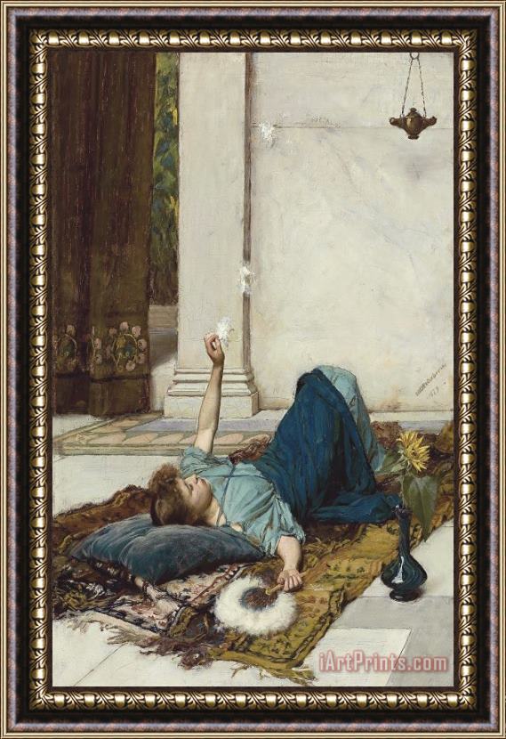 John William Waterhouse The White Feather Fan Framed Painting