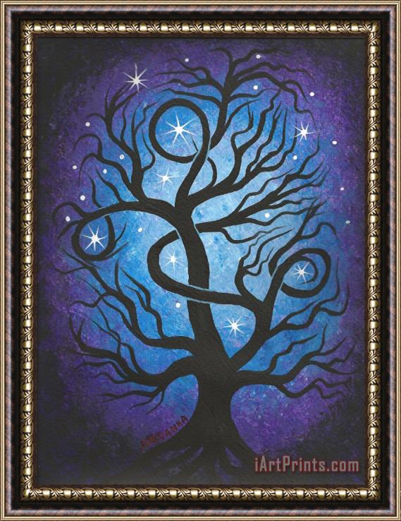 Jordanka Yaretz Blue twisted tree Framed Print