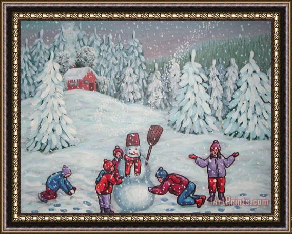 Jordanka Yaretz Winter fun Framed Painting