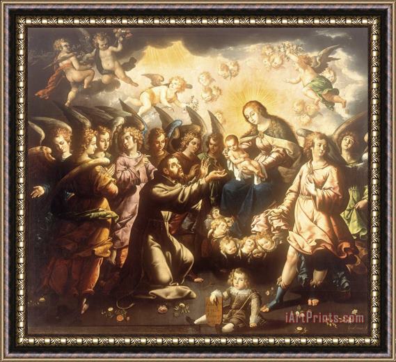 Jose Juarez The Appearance of The Virgin And Child to Saint Francis Framed Print