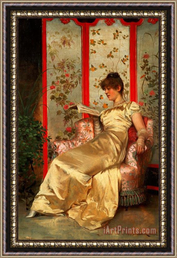 Joseph Frederick Charles Soulacroix Lady Reading Framed Painting