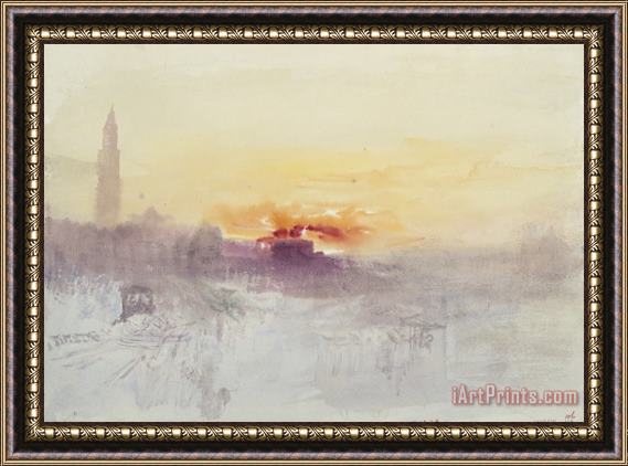 Joseph Mallord William Turner Venice at Sunrise From The Hotel Europa, with The Campanile of San Marco Framed Painting