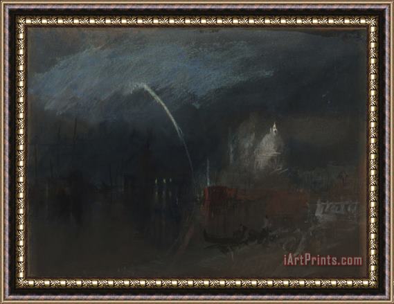 Joseph Mallord William Turner Venice: Santa Maria Della Salute, Night Scene with Rockets Framed Print