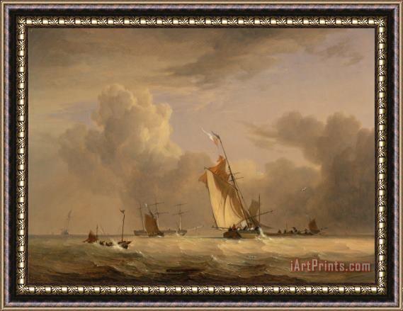 Joseph Stannard Fishing Smack And Other Vessels in a Strong Breeze Framed Print