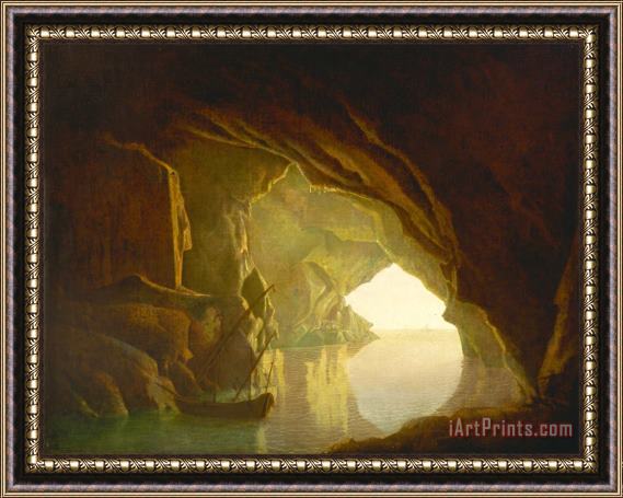 Joseph Wright  A Grotto in The Gulf of Salerno, Sunset Framed Print