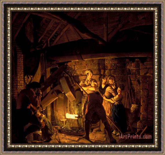 Joseph Wright  An Iron Forge Framed Painting