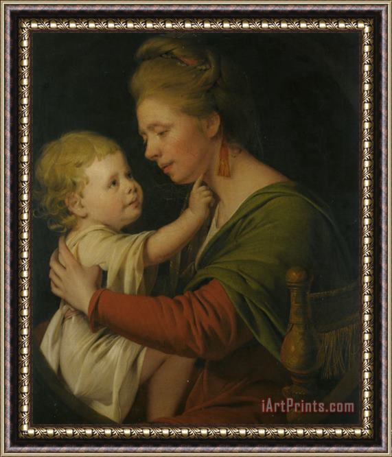 Joseph Wright of Derby Portrait of Jane Darwin And Her Son William Brown Darwin Framed Painting
