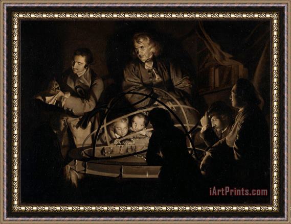Joseph Wright  Philosopher Giving a Lecture on The Orrery Framed Print