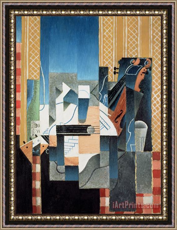 Juan Gris Still Life with Violin and Guitar Framed Painting
