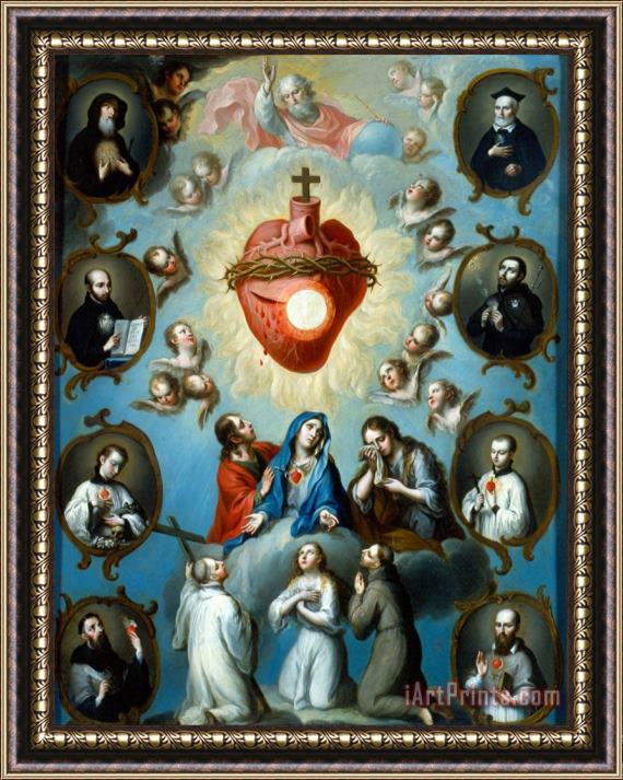 Juan Patricio Morlete Ruiz The Heart of Jesus Framed Painting