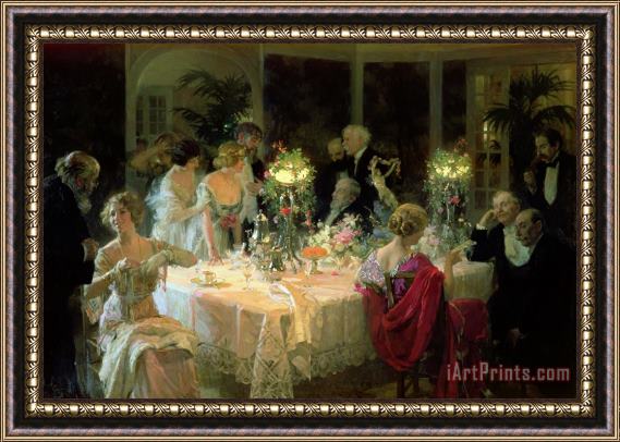 Jules Alexandre Grun The End of Dinner Framed Painting
