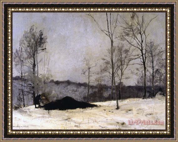 Jules Bastien Lepage Paysage Au Charbonnier, L'hiver Framed Painting