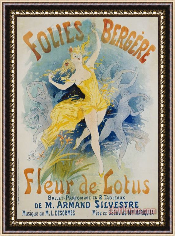 Jules Cheret Folies Bergere Fleur De Lotus Poster Framed Painting