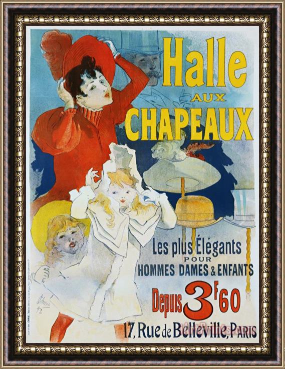 Jules Cheret Halle Aux Chapeaux Poster Framed Painting
