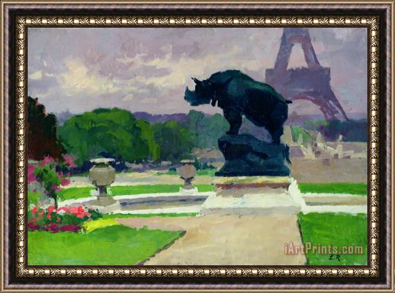 Jules Ernest Renoux The Trocadero Gardens and the Rhinoceros Framed Print