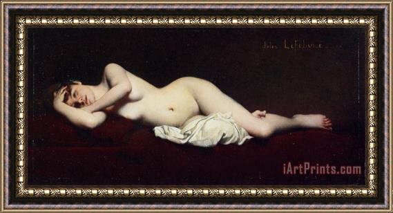 Jules Joseph Lefebvre A Reclining Nude Framed Print