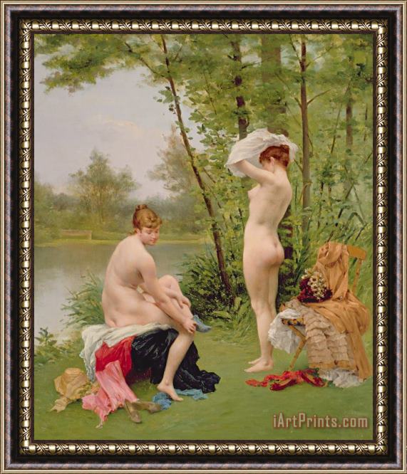 Jules Scalbert The Bathers Framed Painting