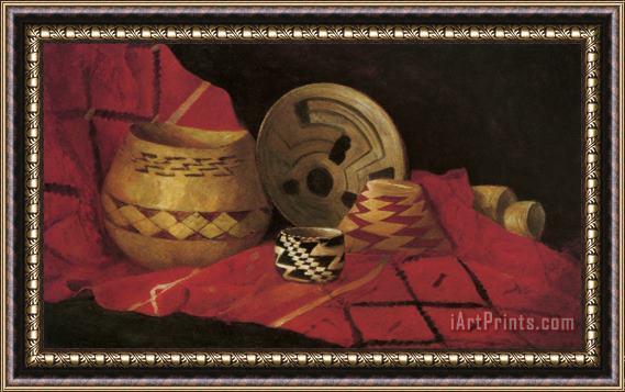 Jules Tavernier Indian Baskets on a Blanket Framed Painting