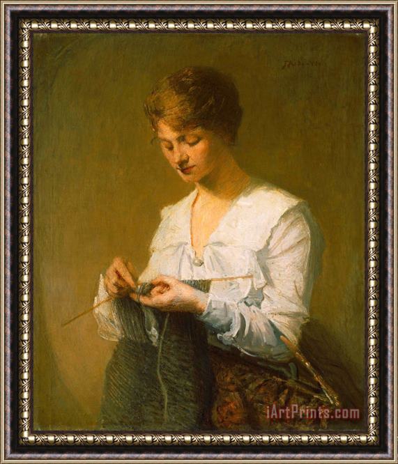 Julian Alden Weir Knitting for Soldiers Framed Painting
