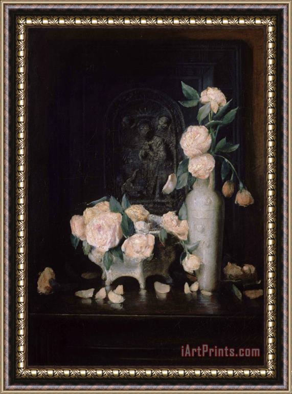 Julian Alden Weir Roses Framed Painting