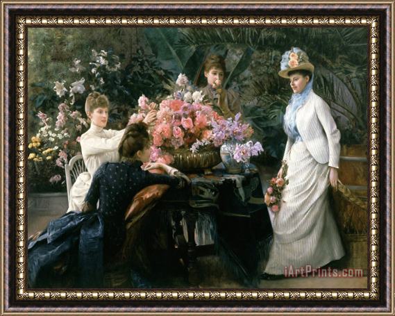 Julius Leblanc Stewart Spring Flowers (in The Conservatory) Framed Painting