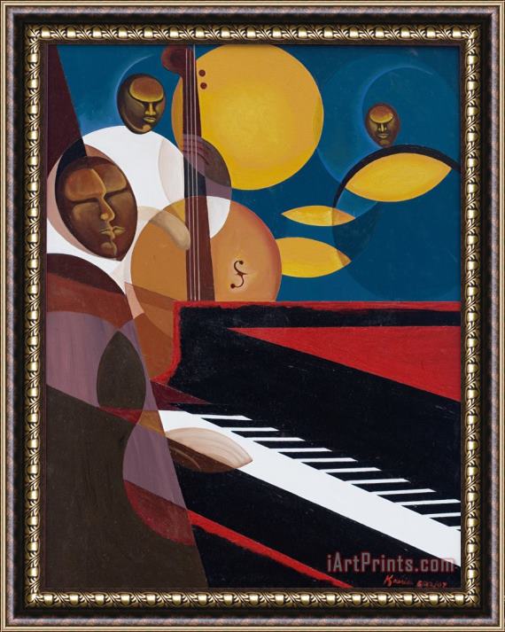 Kaaria Mucherera Cobalt Jazz Framed Painting