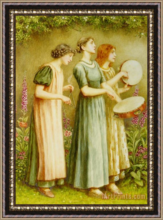 Kate Greenaway Three Women in a Garden Framed Painting