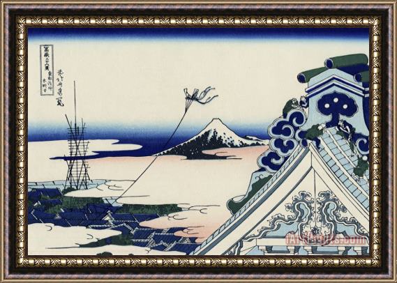 Katsushika Hokusai Honganji Temple at Asakusa in The Eastern Capital Framed Painting
