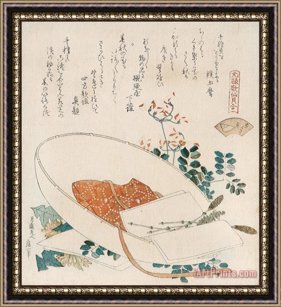 Katsushika Hokusai Myriad Grasses Shell (chigusagai) Framed Painting