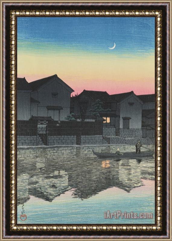 Kawase Hasui Crescent Moon at Matsuye (izumo Matsuye Mikazuki) Framed Painting