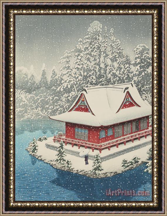 Kawase Hasui Shrine of Benten at Inokashira, in Snow (inokashira No Yuki) Framed Painting