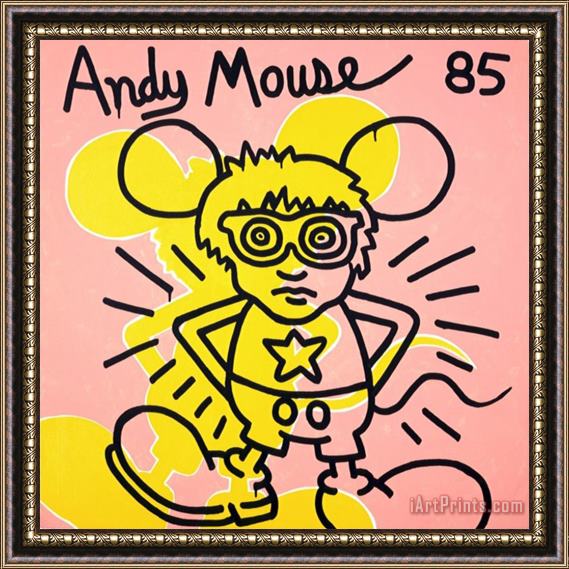 Keith Haring Andy Mouse 1985 Framed Painting