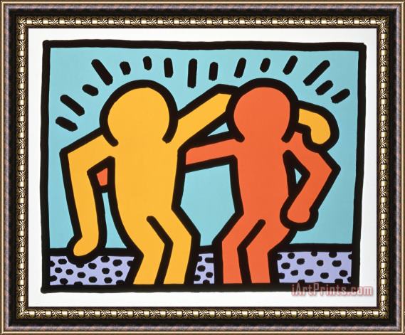 Keith Haring Best Buddies 1990 Framed Painting
