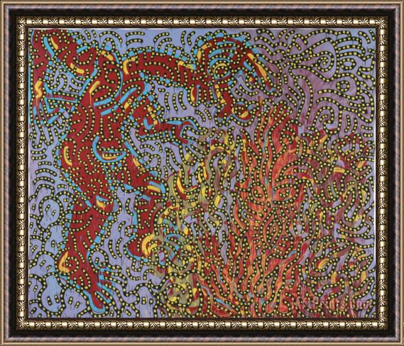 Keith Haring Moses And The Burning Bush Framed Painting